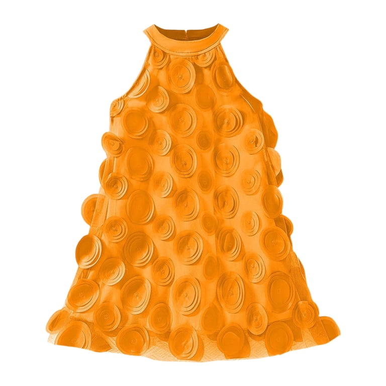 Toddler Girl Dresses Sleeveless A-Line Tiered Swing Cotton Orange Dress  Girls Toddler Birthday Dress Sundress Princess Dress - Walmart.com