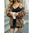 thumbnail image 6 of Women Leopard Print Zip Up Faux Fur Hooded Jacket Fuzzy Coat with Pockets Fall Winter Outerwear Leopard Print XL, 6 of 9