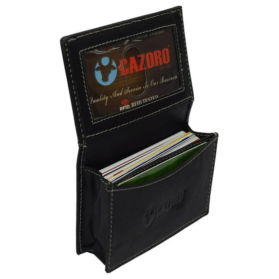 RFID Blocking Buffalo Leather Business Card Case Holder for Men & Women