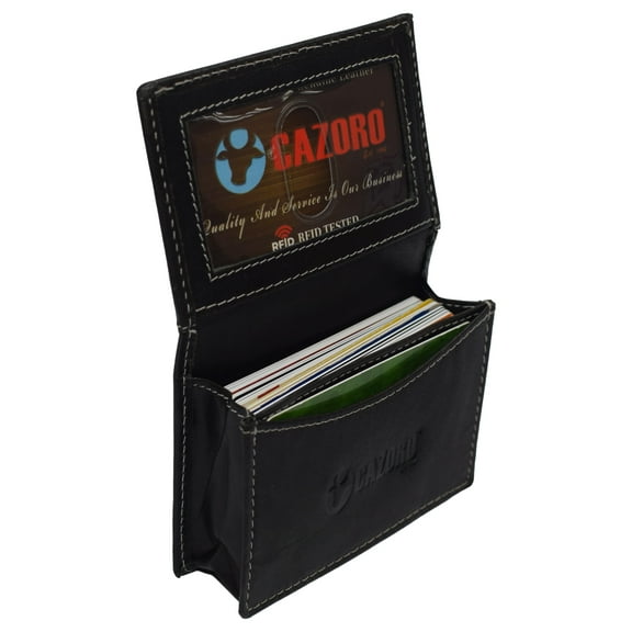 RFID Blocking Buffalo Leather Business Card Case Holder for Men & Women