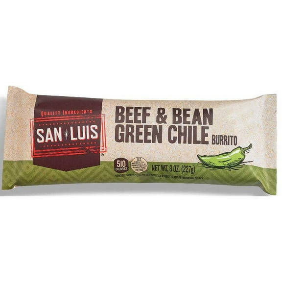 San Luis Beef and Bean Green Chile Burrito, 8 Ounce -- 10 per case.