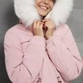 thumbnail image 2 of Defitshape Women's Soft Quilted Parkas Jacket Long Sleeve Long Winter Coat Outerwear Split Zip Faux Fur Hood High Low Drawstring Pink 4X-Large, 2 of 4