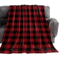 thumbnail image 2 of Throw Blankets, Classic Black Red Buffalo Check Luxury Ultra Soft Flannel Bed Blanket Winter Christmas Theme Plaid Cozy Warm Fleece Cover for Sofa Couch Chair 40"x50", 2 of 6