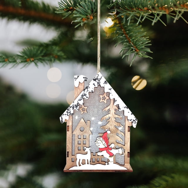 Puntoco Manualidades navideñas de madera Casas de madera Cabañas Iluminación Decoraciones Árboles de Navidad Decoraciones para ventanas Herramientas para crear fiestas cálidas y románticas