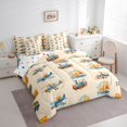 thumbnail image 2 of Castle Fairy Vintage Vehicle Twin Bedding Sets 7-Piece for Boys, Airplane Pattern Bedding Comforter Set for Bedroom, Blue Orange, 2 of 7