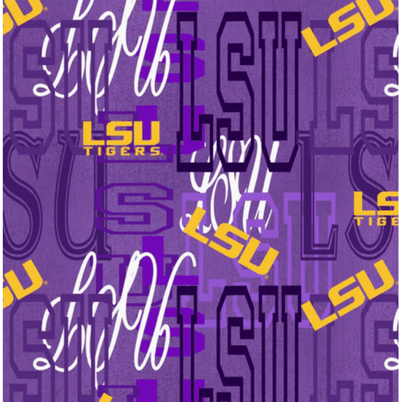 Official Licensed NCAA Louisiana State University Letters Fabric by the Yard