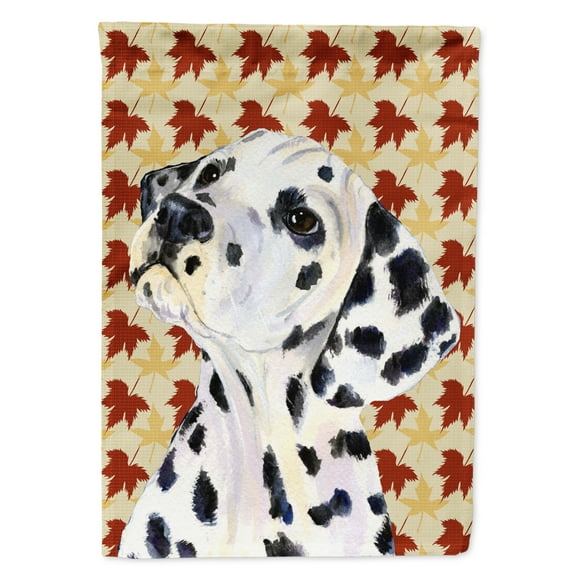 Dalmatian Fall Leaves Portrait Flag Canvas House Size