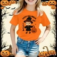 thumbnail image 2 of Tisuna Halloween Little Girls Tops Pumpkin Ghost Print Long Sleeve Crew Neck Shirts Cute Fashion Child Pullover Tops Orange 6-7 Years, 2 of 4