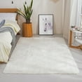 thumbnail image 3 of Modern Soft PV Fur Area Rug, Non-Slip Fuzzy Shag, Plush Furry Floor Carpet for Bedroom, Living Room, Nursery, Solid Color 2.5 x 4 ft - White, 3 of 9