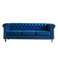 thumbnail image 2 of 3 Seater Chesterfield Button Tufted Velvet Sofa, Wide Upholstered Couch with Rolled Arms Removable Cushions Metal Legs for Living Room Office Apartment, 2 of 11