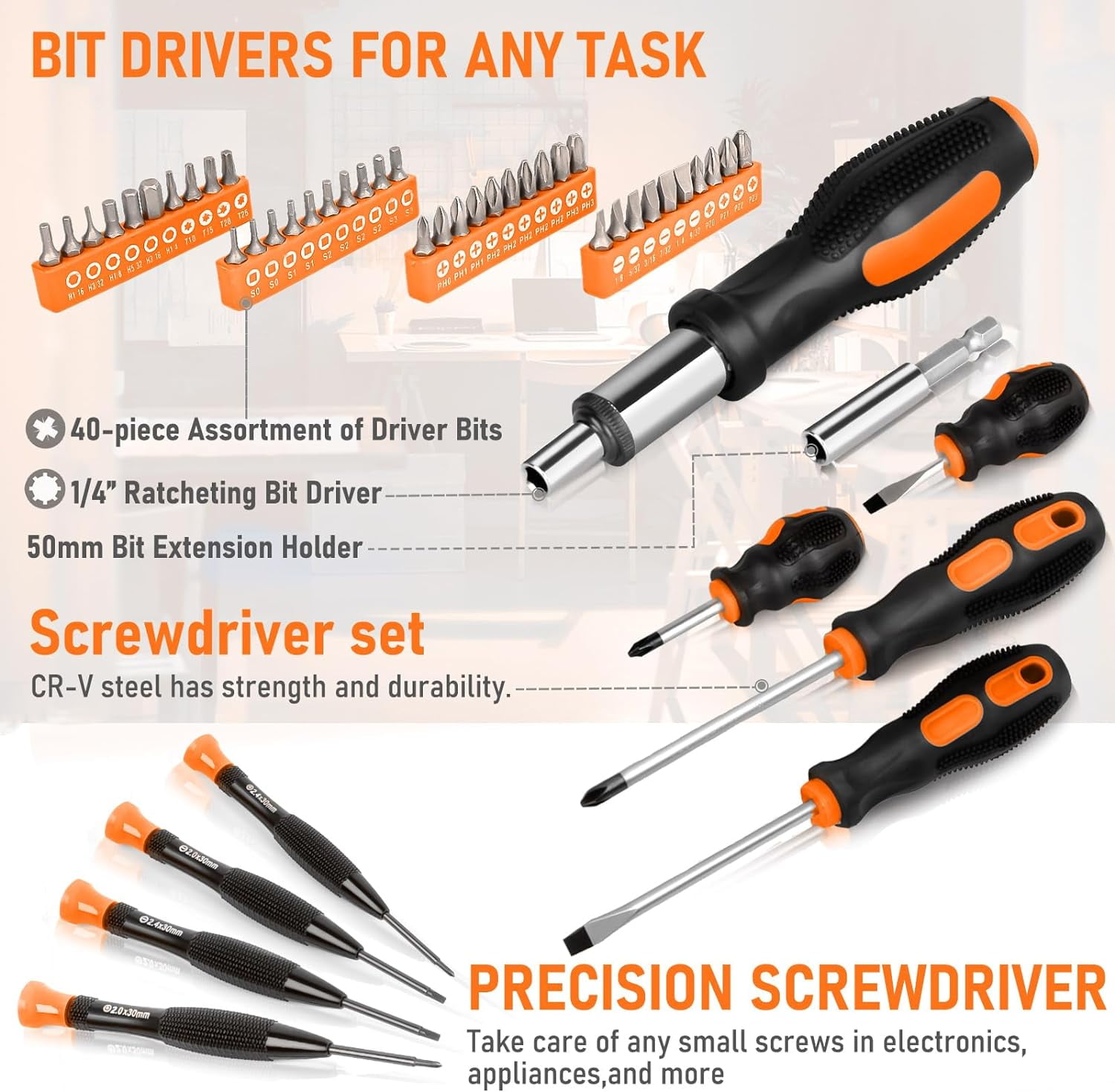 Tool Set - 207 Piece Portable Home Repairing Tool Kit,  Household Hand Tool Set with 13'' Wide Mouth Open Storage Tool Bag, Perfect for , Home Maintenance, Handyman - Gift for Men