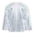thumbnail image 4 of ZHOUCHANKIDS Girls Sequin Jacket Open Front Sparkly Cardigan Dress Coat Cropped Sweater Bolero Shrugs for Princess Dance Dresses Silver 9-10 Years, 4 of 4
