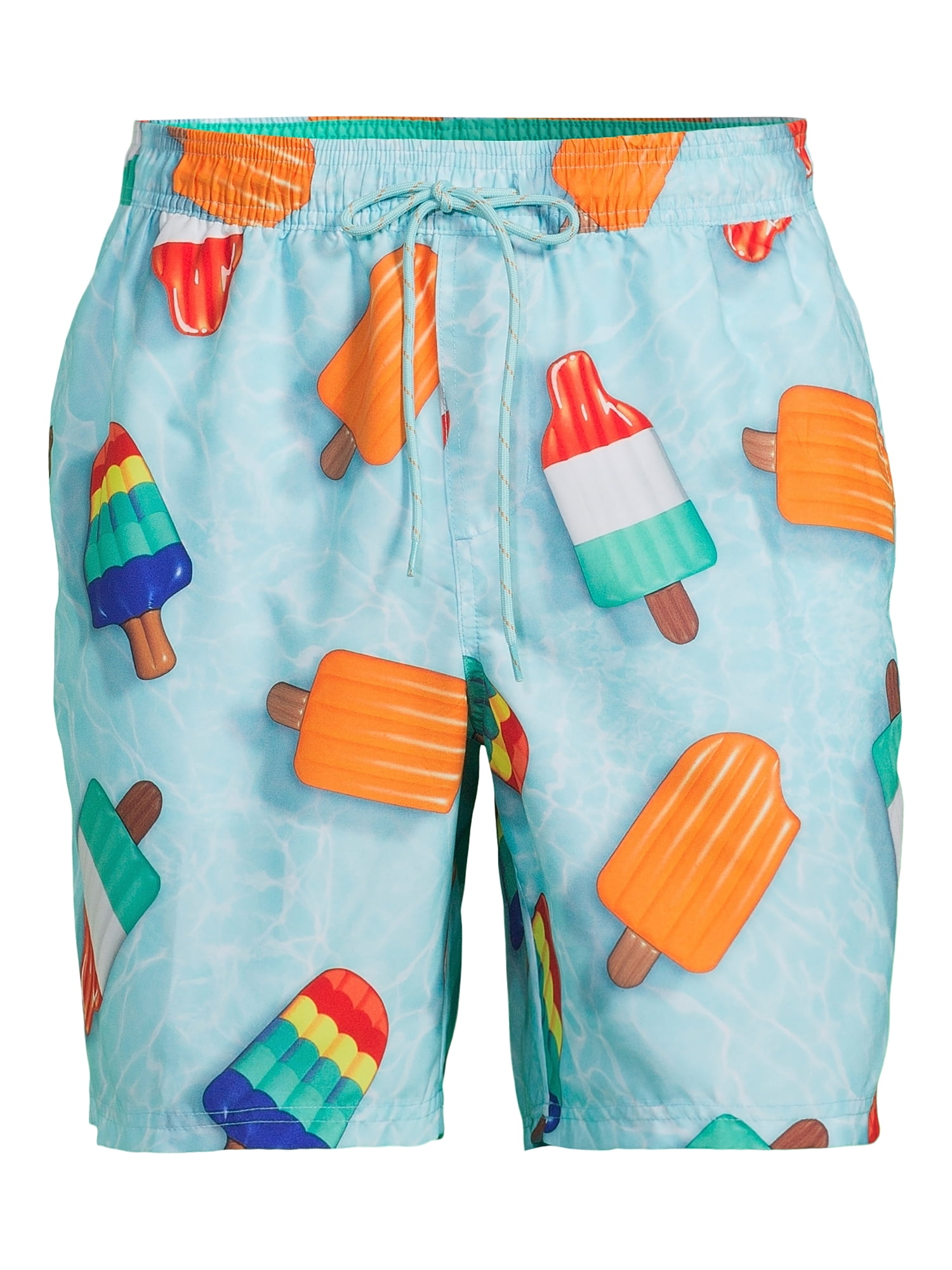 No Boundaries Men's & Big Men's Elastic Waist Swim Trunks, 7" Inseam, Sizes S-5XL