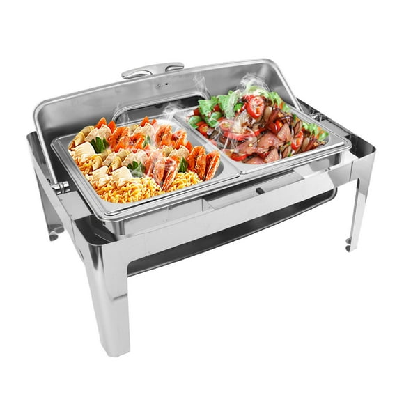 Chafing Dish Visible Rectangular Warmer Glass Chafer Straight Leg for Restaurant Hotel Buffet Chafing Dishes