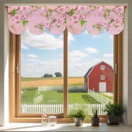 Spring Floral Door Banner Watercolor Japanese Cherry Blossom Gradient Pink Small Scalloped Hanging Banner for Door Hanging Flag Backdrop Decoration for Wall Window Party 3pcs 10 x 16 Inch