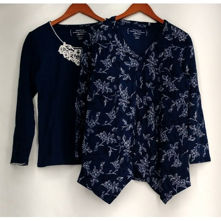 Carole Hochman Petite Size Sleepshirt XSP Interlock Etched Floral Blue A293907
