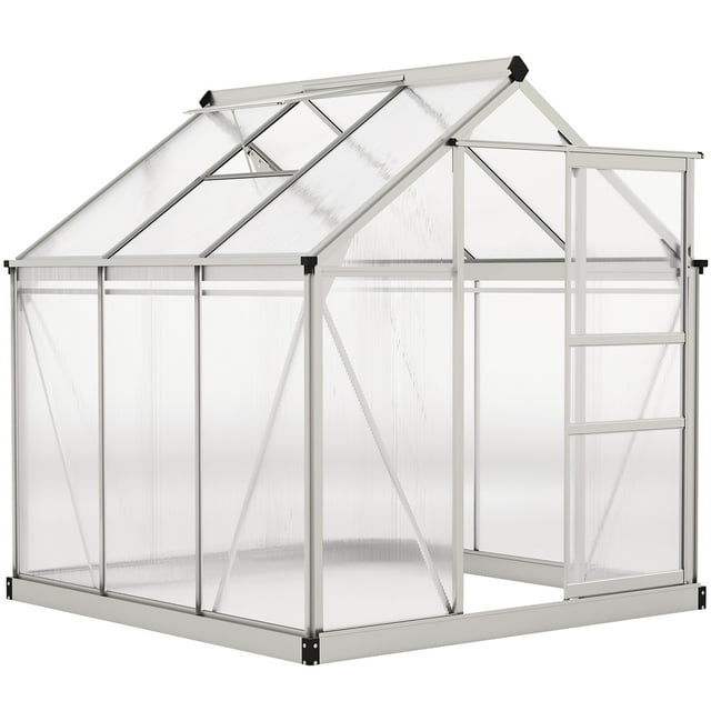 Outsunny Greenhouse, Walk-In Hot House, Clear PC Board with Sliding Door