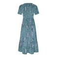 thumbnail image 3 of QUNYINEY Short Sleeve Spring Dresses for Women Floral Casual A-Line Dress Crew Neck Flowy Maxi Dresses, 3 of 4