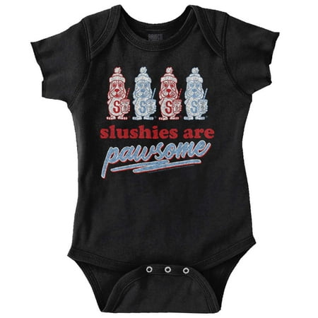 

Slushies Puppies Pawsome Vintage Logo Romper Boys or Girls Infant Baby Brisco Brands 24M