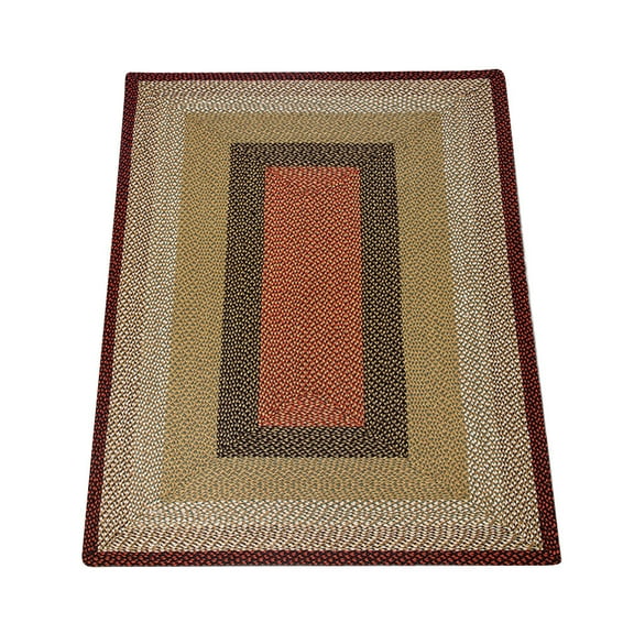 Home Indoor Decorative Jute C-019 Burgundy, Mustard Braided Rug , Rectangle 5'x8'