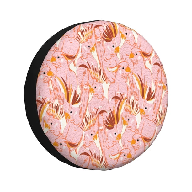 Balery Pink Cockatoo Birds Cubiertas para Neumáticos - Protector Resistente para Neumáticos de Camioneta, SUV, Remolque, Camper y RV-14 inch