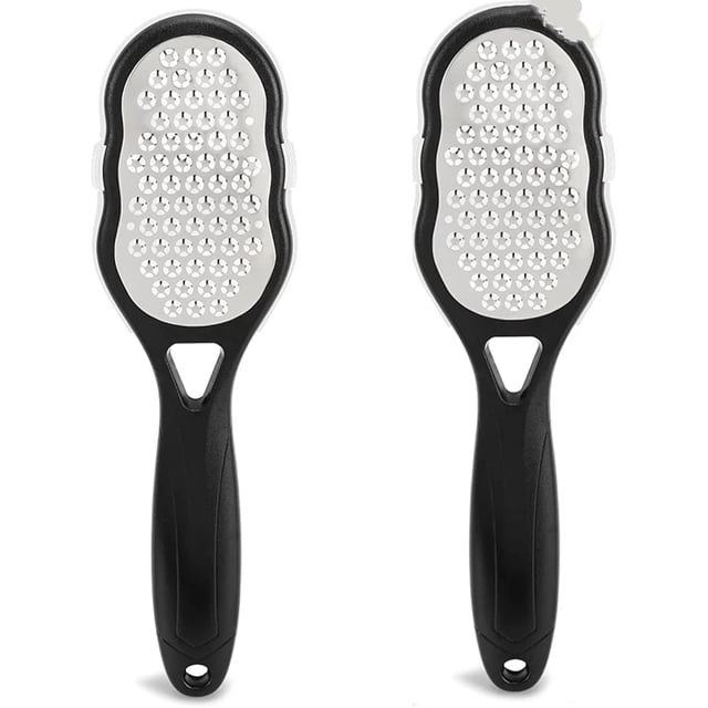 4 Pcs Foot Files with Skin Catcher, Stainless Steel Foot Rasp Callus Remover Pedicure Feet Grater Foot Scrubber Dead Skin Remover for Feet