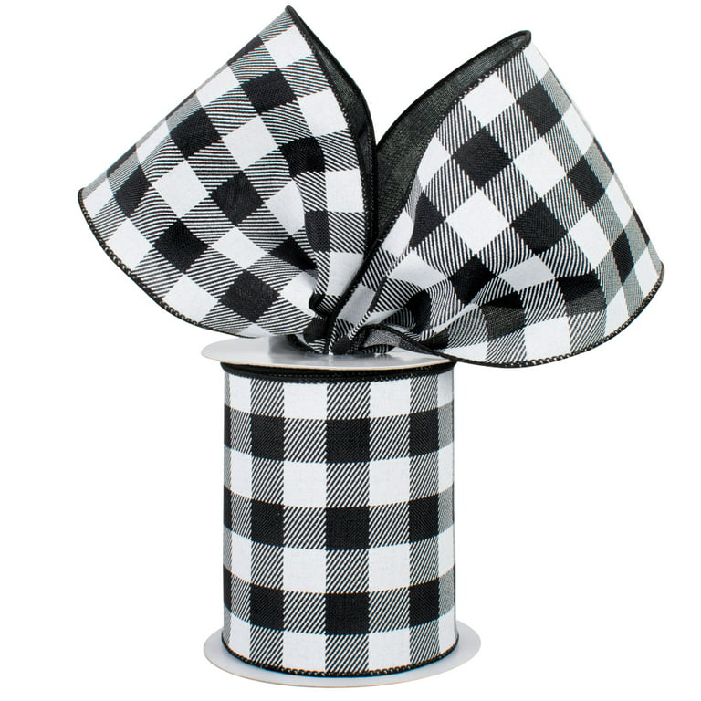 Buy 3/4 Inch Black & White Buffalo Plaid Ribbon on Black Nylon Webbing  Online