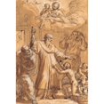 thumbnail image 2 of Pietro Antonio de' Pietri 11x14 Black Ornate Wood Framed Double Matted Museum Art Print Titled: Saint Nicholas of Bari Awakens Three Children (1705), 2 of 5