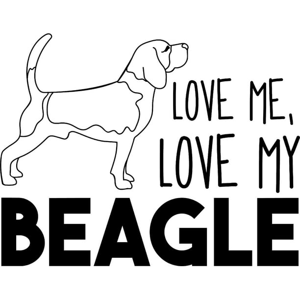 Love Me, Love My Beagle Funny Dog Animals Wall Decals for Walls Peel and  Stick wall art murals Black Large 36 Inch 