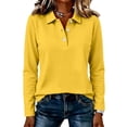 thumbnail image 2 of Polo Shirts For Women Three Buttons Long Sleeve Collared Golf Shirts Fall Relaxed Fit Breathable Tops Casual Lapel V Neck Business Blouses, 2 of 5