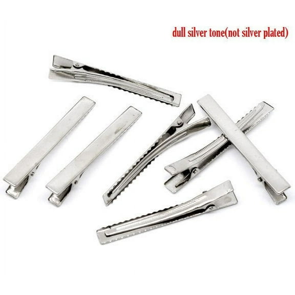 H049 - 20 pcs Silver Tone Barrettes Prong Hair Clips - 77mm x 16mm (3.03" x 0.63") - LARGE