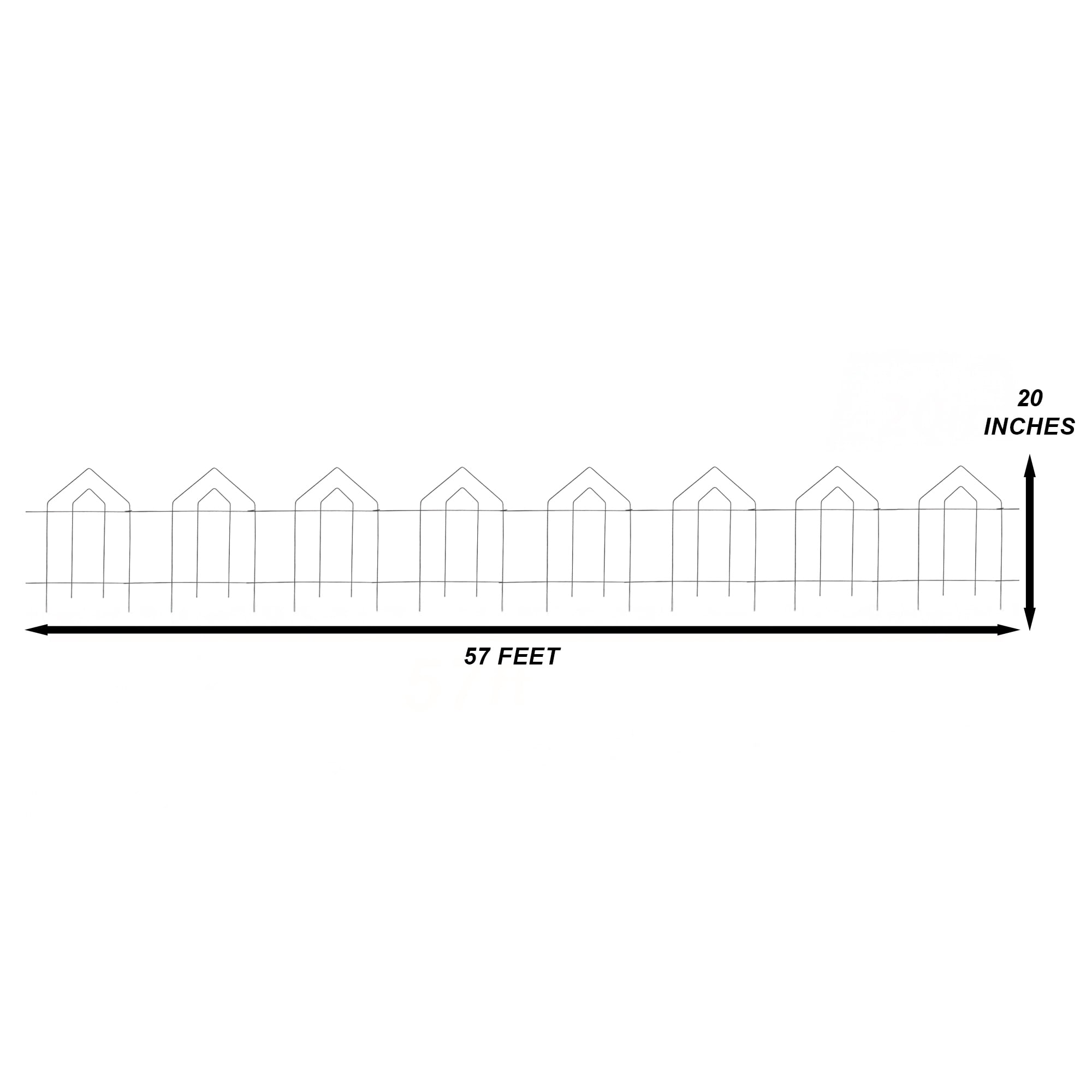 Glamos Wire 20 inch metal Decorative folding picket top fence, 20 in H x 57 feet L
