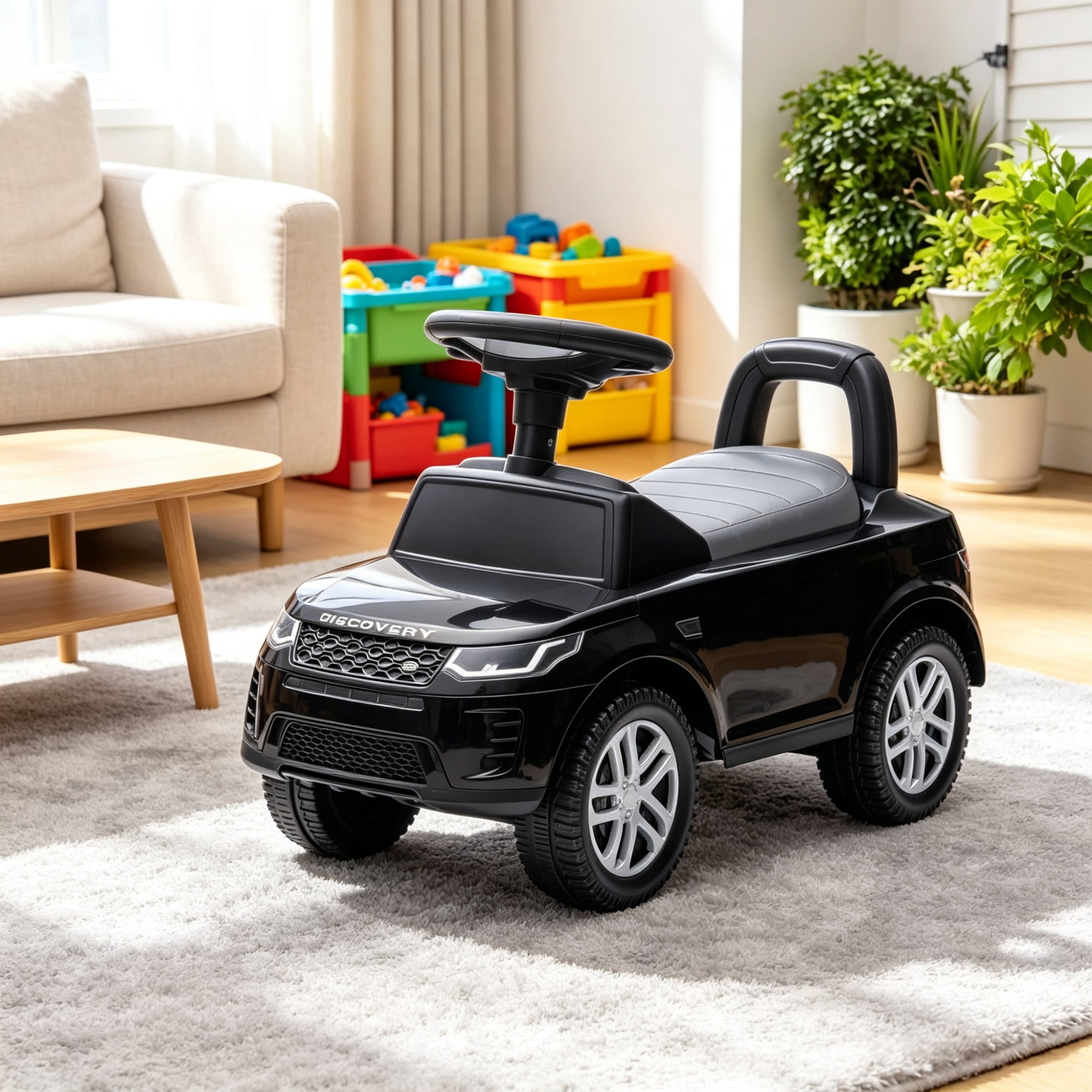 Baby Push Car for Toddlers, Under Seat Storage Ride-On Toy, 18-36 Months, Black