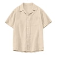 thumbnail image 5 of LTTVQM Mens 2026 Casual Short Sleeve Button Down Shirts Cuban Linen Textured Shirt Summer Beach Wear Beige L, 5 of 7