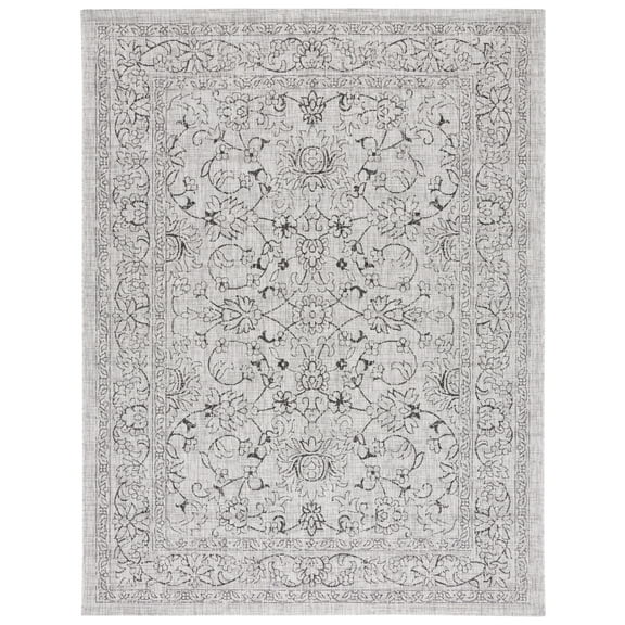 SAFAVIEH Courtyard Darin Botanical Indoor/Outdoor Area Rug, Grey/Black, 8' x 10'
