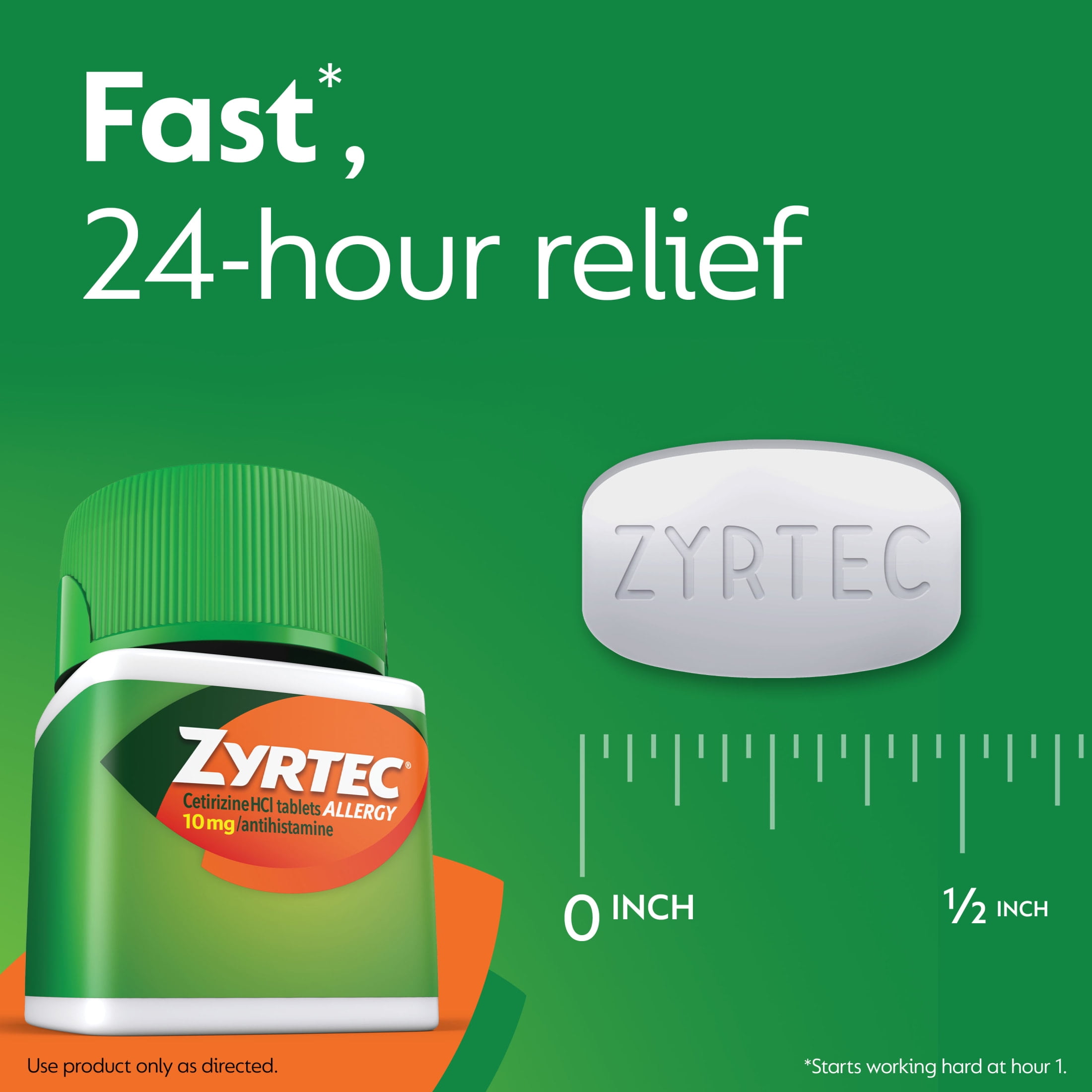 Zyrtec 24 Hour Allergy Relief Tablets with 10 mg Cetirizine HCl, 90 Count