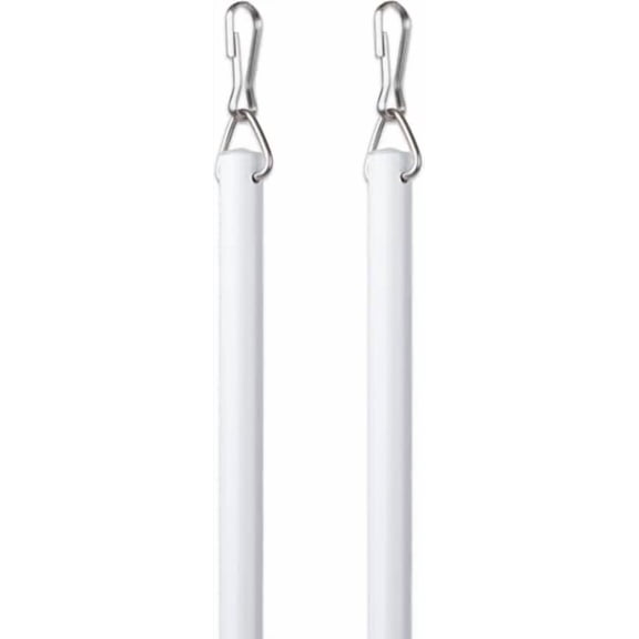 Curtain Wand - Aluminum Curtain and Drapery Pull Rod with Stainless Steel Hardware for Curtains, Draperies, and Room Divider Curtains - 24 Inches, White - Pack of 2