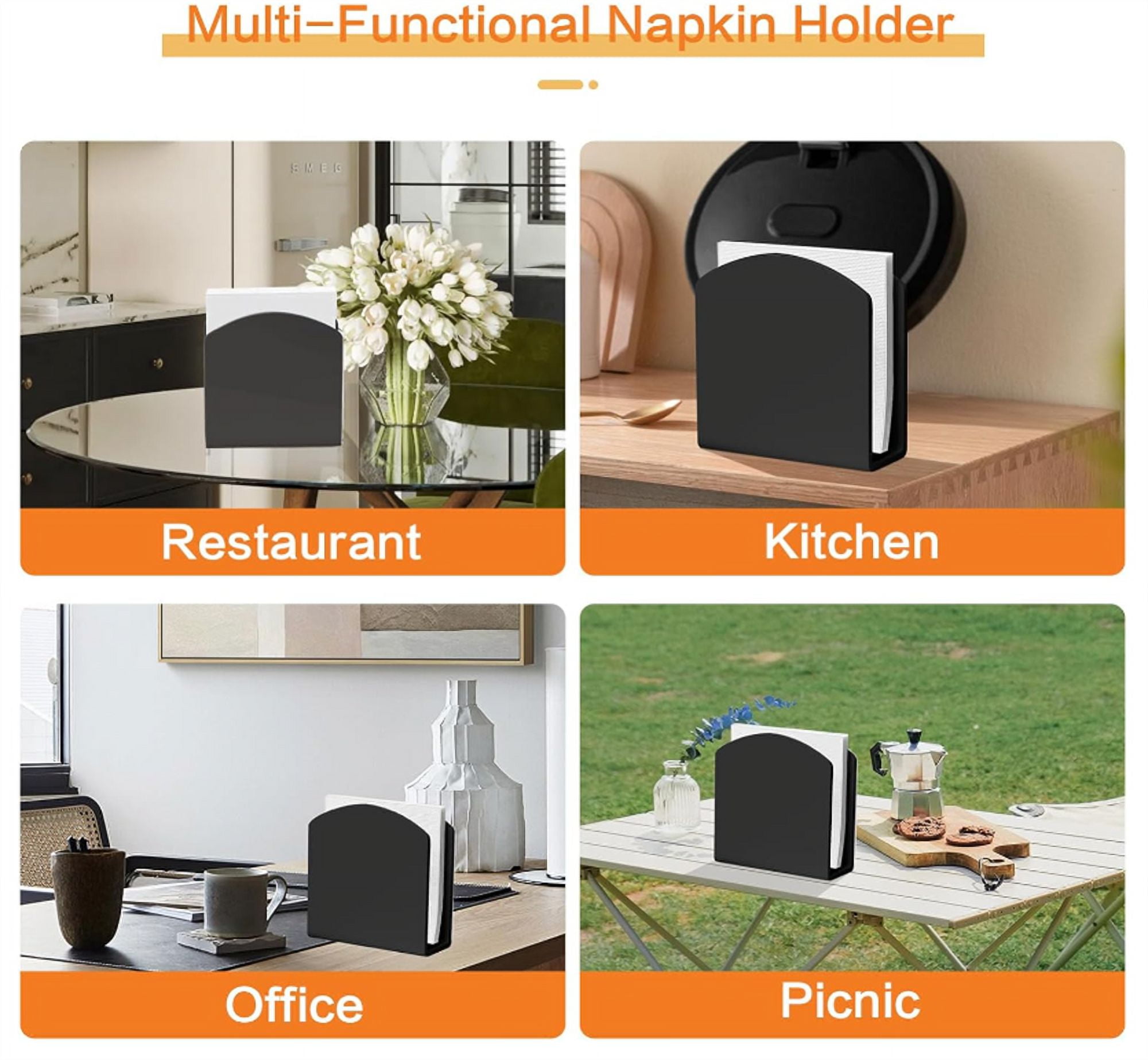 Black U-Shaped Acrylic Napkin Holder - Vertical Napkin Stand For Kitchen Table, Bar, Or Restaurant