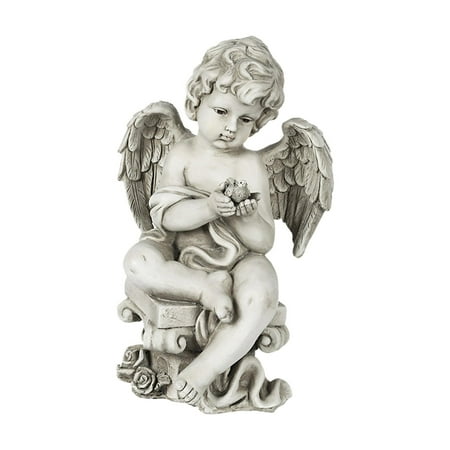 Statues Figurines  Waterproof Cherub with Ornaments Crafts Angel Holding Bird