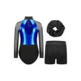 thumbnail image 2 of Aislor Kids Girls Shiny Rhinestones Gymnastic Long Sleeve Leotard with Shorts Skating Dancewear Blue 14, 2 of 7