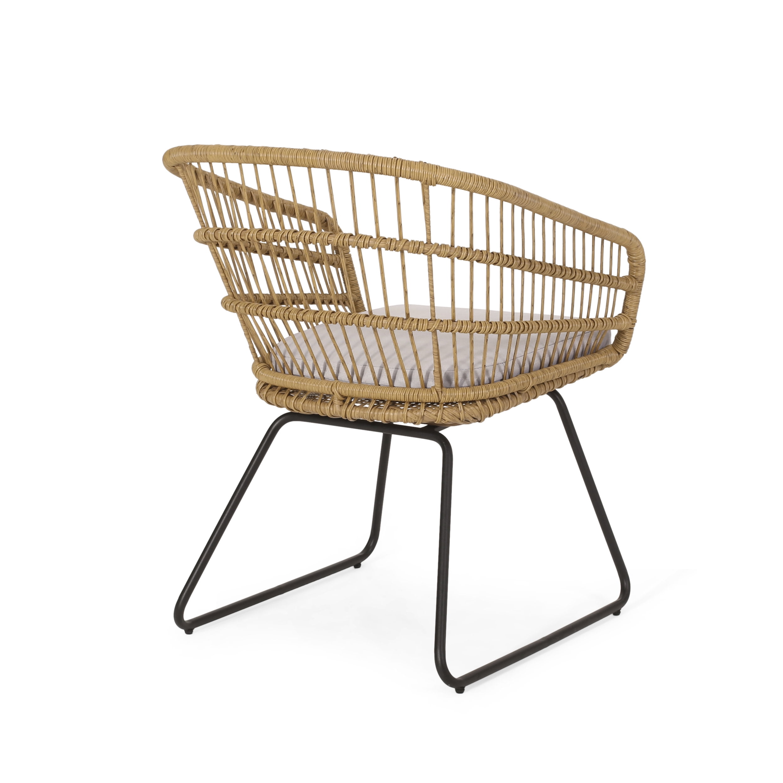 Boniare Wicker Outdoor 2 Seater Chat Set, Light Brown, Beige, and Black