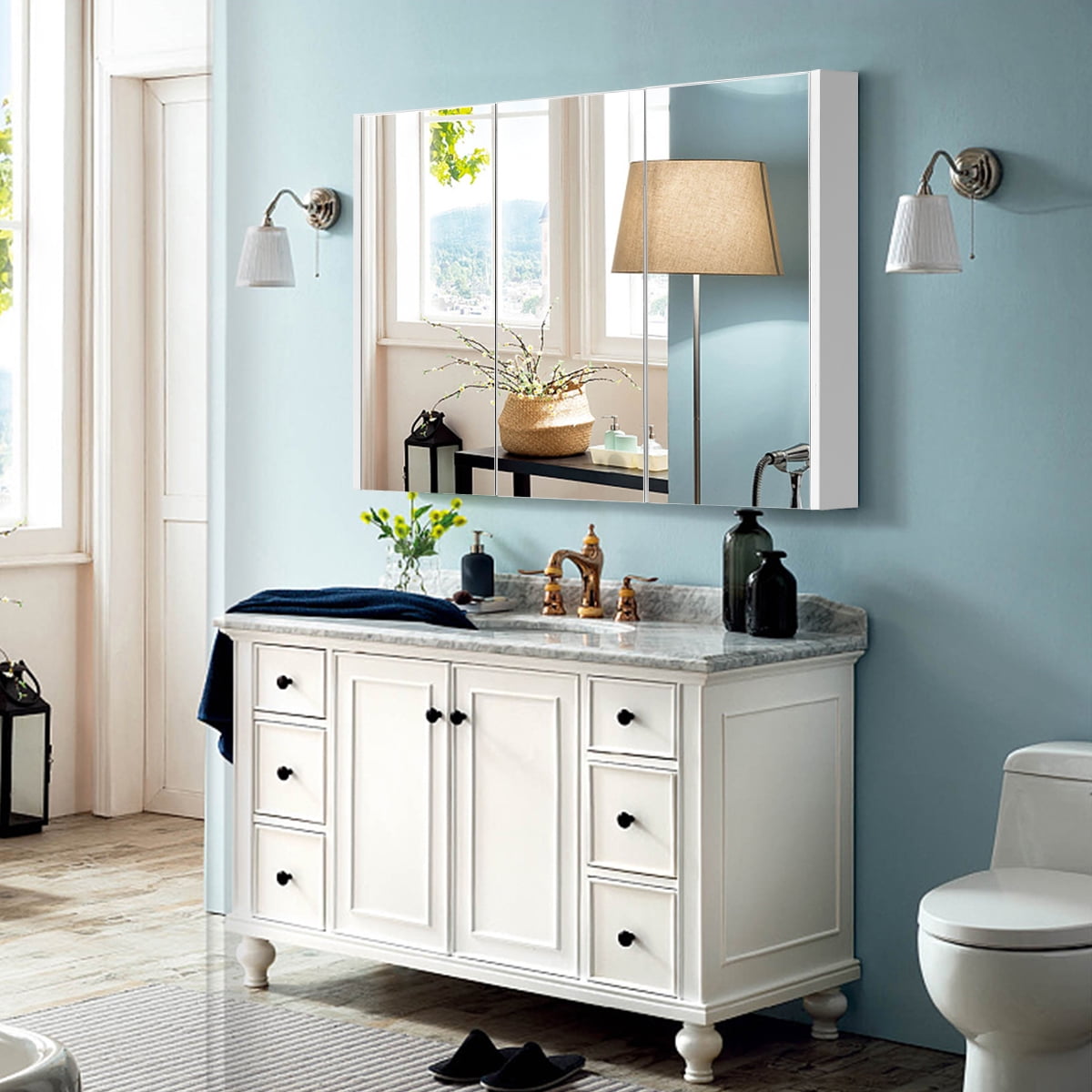 Costway 36 Wide Wall Mount Mirrored Bathroom Medicine Cabinet