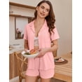 thumbnail image 4 of EKOUAER Womens Ribbed Knit Pajama Set Short Sleeve Soft Comfy Pj Set 2 Piece Lounge Set with Pockets Sleepwear, 4 of 6