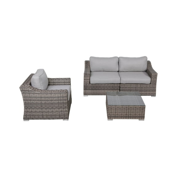 Living Source International 4 Piece Wicker / Rattan Sofa Seating Group in Gray