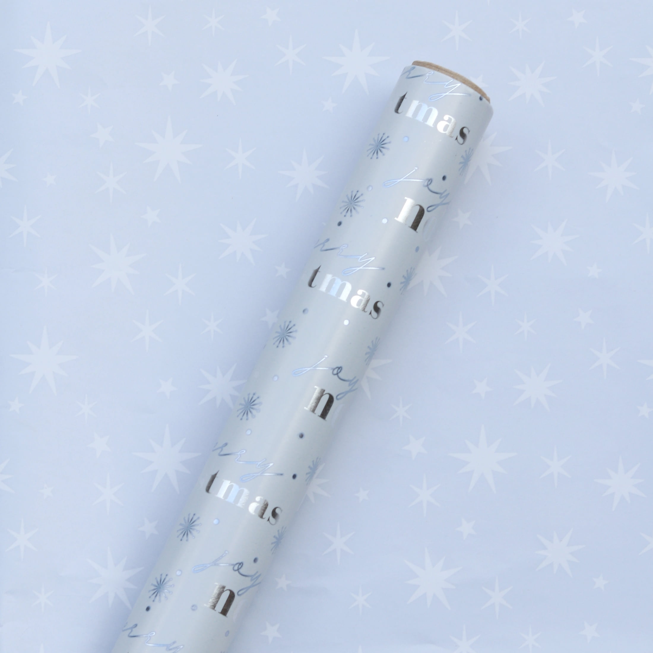 Holiday Time Blue and Silver Foil Reversible Christmas Wrapping Paper, 3 Roll, 50 Sq ft
