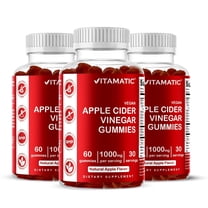 3 Pack - Vitamatic Apple Cider Vinegar Gummies - 1000mg per Serving - 60 Vegan Gummies - ACV Gummies for Detox, Weight Loss Support, Energy Boost, Digestion & Gut Health (Total 180 Count)