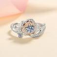 thumbnail image 4 of Anillo femenino de plata S925 con 50 moissanitas en color oro rosa 520, regalo de San Valentín, 4 of 5