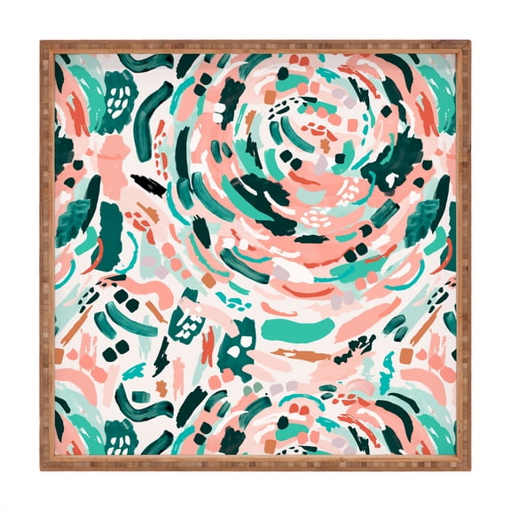 Society6 Marta Barragan Camarasa Modern Artistic Painting Large Square Bamboo Tray, 16" x 16"