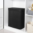 thumbnail image 5 of 100L Laundry Hamper with Lid Bamboo Laundry Basket with Liner Bag Foldable Storage Hamper with Handles Black, 5 of 9