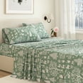 thumbnail image 5 of Great Bay Home Lodge Flannel Sheet Set - 100% Turkish Cotton - Double Brushed (King, Enchanted Woods - Sage Green), 5 of 6
